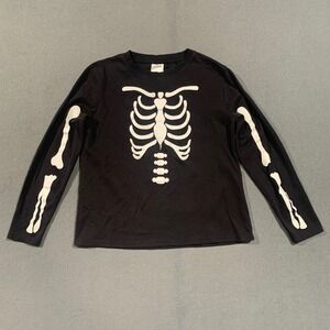 The Halloween Collection Skeleton Shirt Kids M Cotton Black Long Sleeve Costume